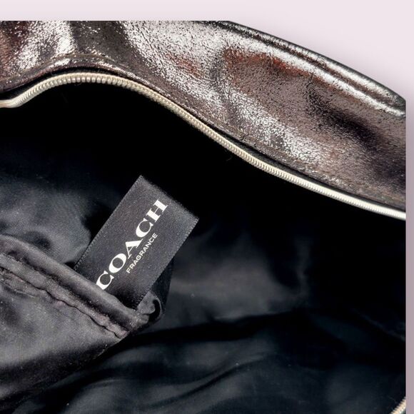 Travel-Ready Coach Fragrance PinkSilver Shimmer Toiletry Cosmetic Bag Pouch Case - Picture 9 of 12